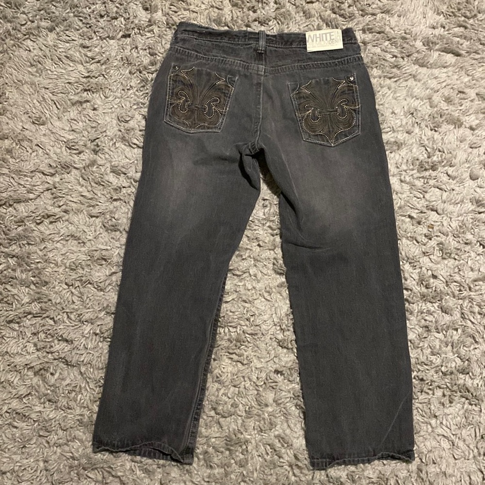 White tag premium denim embroidered jeans